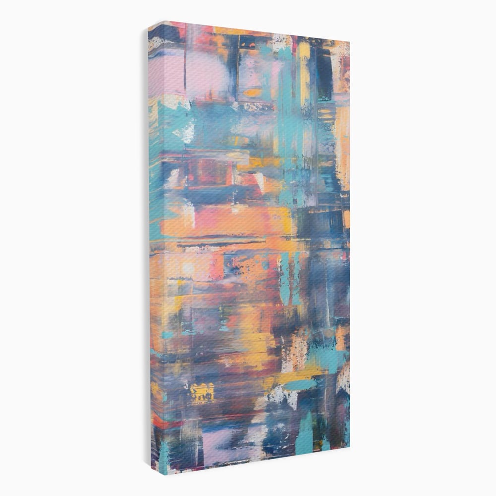 Tablou canvas cu pictura abstracta cu linii verticale, fara rama, pe sasiu de lemn